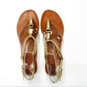COACH Gold Brushed Leather Thong Sandals Size 10